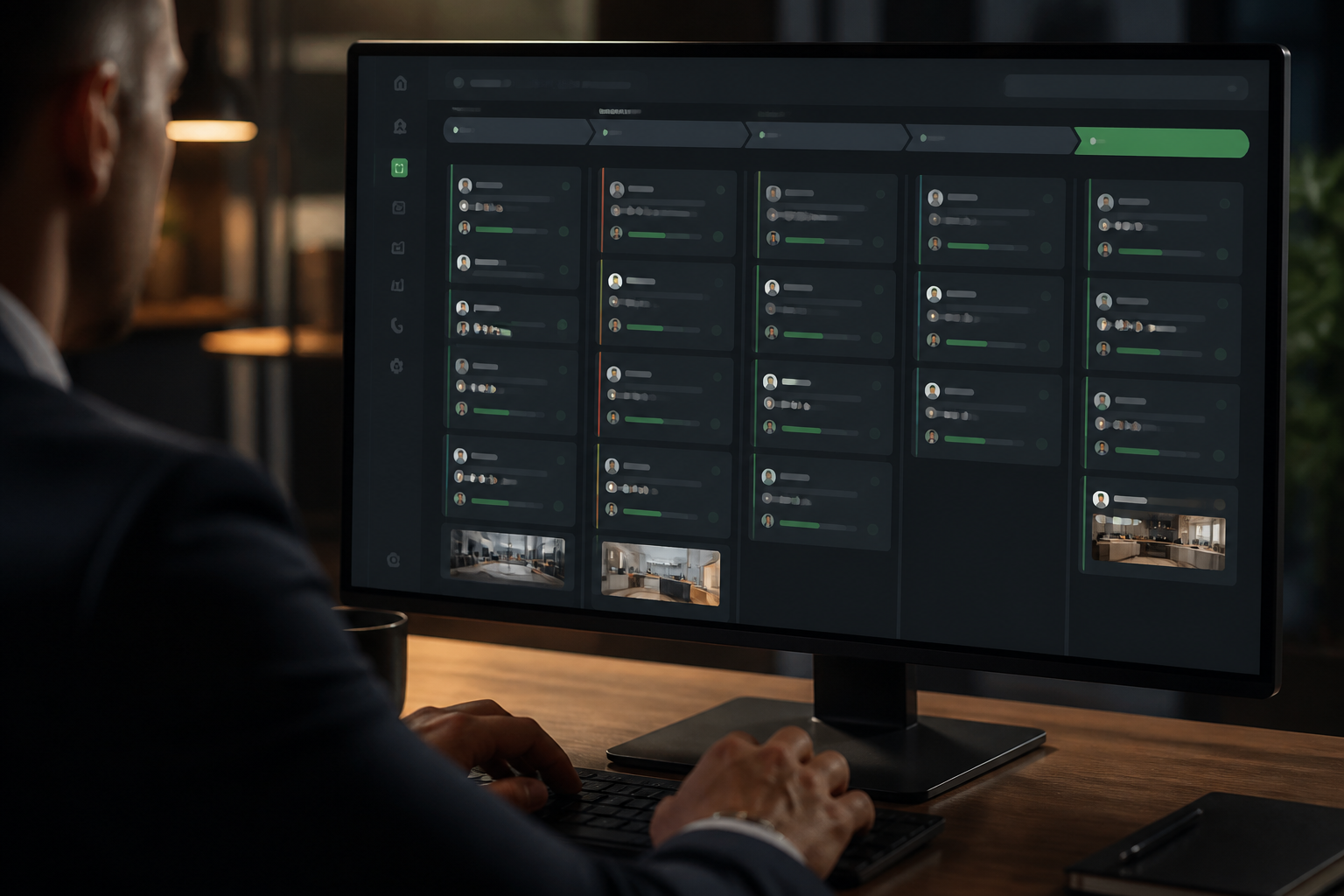 CRM pipeline dashboard showing leads moving through stages